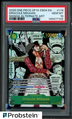 2026 One Piece OP14-EB04 En Manga Alternate Art #119 Dracule Mihawk PSA 10 - Image 1