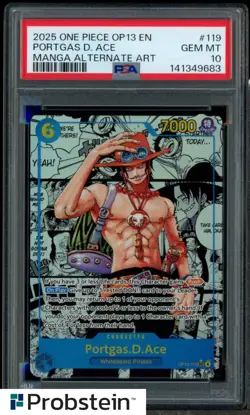 2025 One Piece OP13 English #119 Portgas D. Ace Manga Alternate Art PSA 10 - Image 1