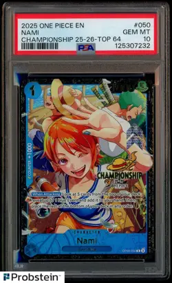 2025 One Piece Championship 25-26 Nami Top 64 Prize #OP09-050 PSA 10 - Image 1