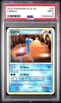 2010 POKEMON HEARTGOLD & SOULSILVER #24 LAPRAS PSA 9 - Image 1