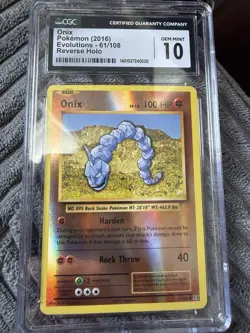 Pokemon TCG Onix Evolutions Reverse Holo Card 61/108 CGC Gem Mint 10 Graded - Image 1
