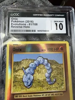 Pokemon TCG Onix Evolutions Reverse Holo Card 61/108 CGC Gem Mint 10 Graded - Image 2