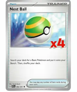 4x Nest Ball 084/091 SV: Paldean Fates- Pokemon TCG - Playset - Image 1
