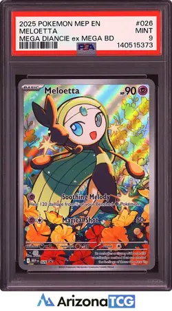 Pokemon 2025 Meloetta 026 Holo Mega Diancie ex Mega Battle Deck PSA 9 - Image 1