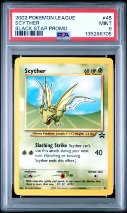 2002 WOTC POKEMON LEAGUE SCYTHER #45 BLACK STAR PROMO PSA 9 B - Image 1