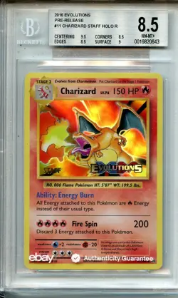 2016 TCG POKEMON CHARIZARD STAFF EVOLUTIONS PRE-RELEASE #11/108 BGS 8.5 HOLO - Image 1