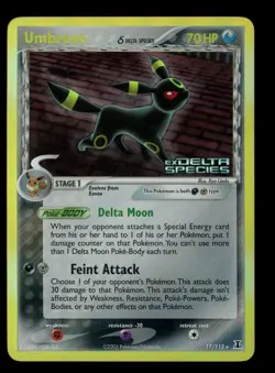 2005 POKEMON EX DELTA SPECIES UMBREON #17/113 REVERSE STAMPED HOLO RARE LP - Image 1
