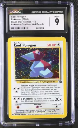 2000 WOTC POKEMON COOL PORYGON 15 BLACK STAR PROMO HOLO CGC 9 D - Image 1