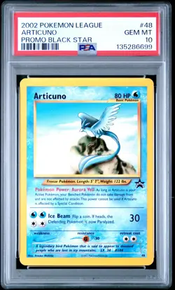 2002 WOTC POKEMON LEAGUE ARTICUNO #48 BLACK STAR PROMO PSA 10 - Image 1