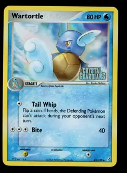 2006 POKEMON EX CRYSTAL GUARDIANS WARTORTLE 43/100 STAMPED REVERSE HOLO LP-M - Image 1