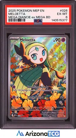 Pokemon 2025 Meloetta 026 Holo Mega Diancie ex Mega Battle Deck PSA 6 - Image 1