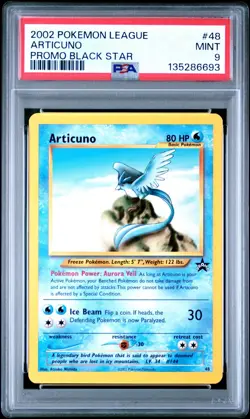 2002 WOTC POKEMON LEAGUE ARTICUNO #48 BLACK STAR PROMO PSA 9 A - Image 1