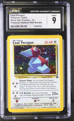 2000 WOTC POKEMON COOL PORYGON 15 BLACK STAR PROMO HOLO CGC 9 F - Image 1