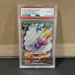 2020 POKEMON SWORD & SHIELD DARKNESS ABLAZE #177 FULL ART/BUTTERFREE V PSA 10 - Image 1