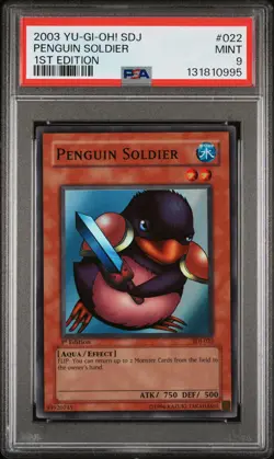 2003 YU-GI-OH! STARTER DECK: JOEY 1ST ED #022 PENGUIN SOLDIER PSA 9 - Image 1
