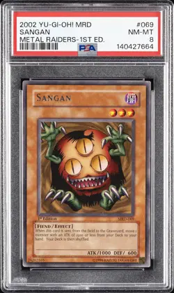 2002 YU-GI-OH! MRD-METAL RAIDERS 1ST ED #069 SANGAN PSA 8 - Image 1