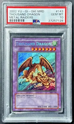 2002 Yugioh THOUSAND DRAGON MRD-143 Original Unlimited Secret Rare PSA 10 - Image 1