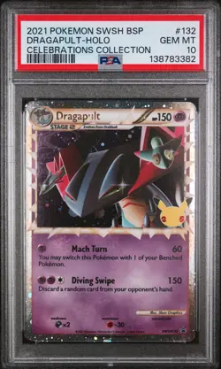 2021 POKEMON SWSH BLACK STAR PROMO CELEBRATIONS COLL #132 DRAGAPULT-HOLO PSA 10 - Image 1