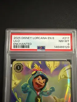 2025 DISNEY LORCANA REIGN OF JAFAR ENCHANTED LILO CAUSING AN UPROAR PSA 8 - Image 3