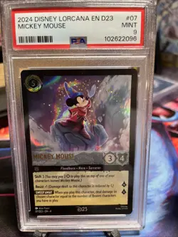 D23 Expo 2024 - Disney Lorcana Promo - Mickey Mouse - Playful Sorcerer - PSA 9 - Image 1