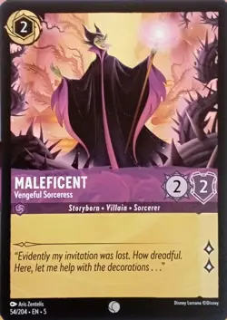54/204 MALEFICENT VENGEFUL SORCERESS SHIMMERING SKIES COMMON DISNEY LORCANA CARD - Image 1