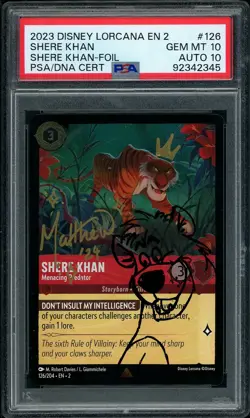 Disney Lorcana Shere Khan Matthew Davies Signed Baloo Sketched PSA 10 AUTO 10 - Image 1