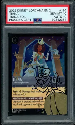 Disney Lorcana Tiana Foil Matthew Davies Signed Ray Sketched PSA 10 AUTO 10 - Image 1