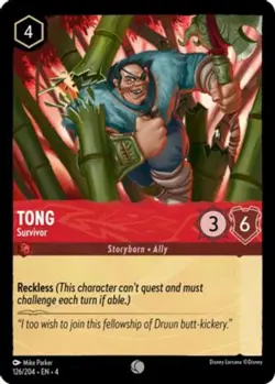 4x Tong - Survivor - 126/204 - Common NM-Mint Disney Lorcana: Ursula's Return Lo - Image 1