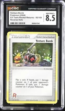 Venture Bomb 93/109 Reverse Holo EX Team Rocket Returns CGC 8.5 Pokemon Card - Image 1