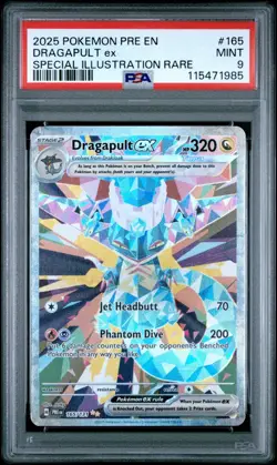2025 POKEMON EN PRISMATIC EVOLUTIONS 165 DRAGAPULT EX SPECIAL ILLUSTRATION PSA 9 - Image 1