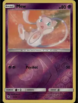 Mew Rare Hidden Fates 32/68 Psychic Reverse Holo Pokemon Card - Image 1