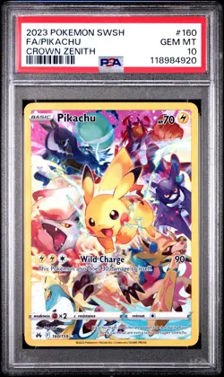 2023 POKEMON SWORD & SHIELD CROWN ZENITH #160 FULL ART/PIKACHU PSA 10 - Image 1