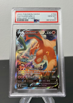 Pokemon 2022 PSA 10 Charizard V Full Art Brilliant Stars 154/172 Alt Art Card - Image 1