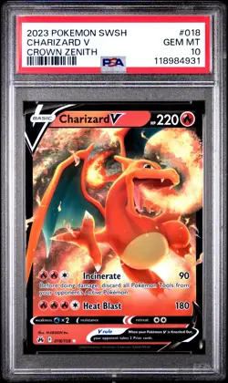 2023 POKEMON SWORD & SHIELD CROWN ZENITH #018 CHARIZARD V PSA 10 - Image 1