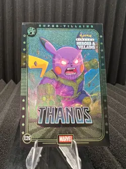 Thanos (Pikachu) #E26 - Green Holo - Heros & Villains Flash Edition Pokemon - Image 1