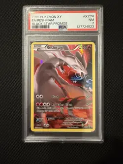 2015 POKEMON XY BLACK STAR PROMOS #XY74 FULL ART/RESHIRAM PSA 7 - Image 1