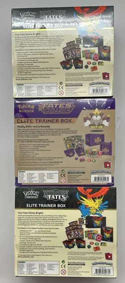 Lot of (3) Pokemon TCG Assorted ETB (2) Hidden Fates (1) Fates Collide w/Tears - Image 2