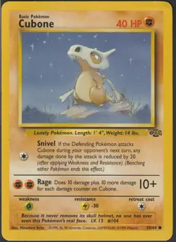 Cubone 50/64 Common Jungle Pokemon Unlimited Lightly Played - Image 1