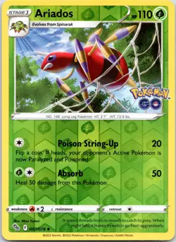 Ariados 007/078 UC Pokemon GO Pokemon Reverse Holo NM - Image 1