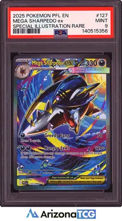 Pokemon 2025 Mega Sharpedo ex 127/094 SIR Phantasmal Flames PSA 9 - Image 1