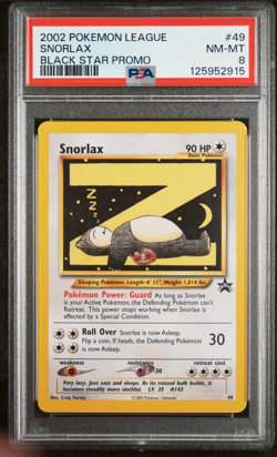 2002 WOTC POKEMON LEAGUE BLACK STAR PROMO SNORLAX #49 SLEEPING SNORLAX PSA 8 N - Image 1