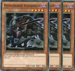 yugioh 3x Pechschwarzer Wolfskrieger YS16-DE018 COMMON DEUTSCH - Image 1