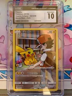 Pokemon Pikachu 241/236 Alt Art Secret Rare Cosmic Eclipse Sun & Moon CGC 10 - Image 1