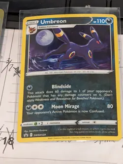 Umbreon SWSH129 Promo Card With HD Galaxy Swirl 🍥 Under Leaping Foot - Image 1