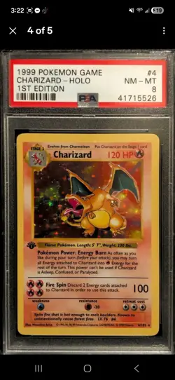 1st FIRST EDITION BASE SET CHARIZARD 4/102 PSA 8.5 Mint Pokemon Card - Image 2