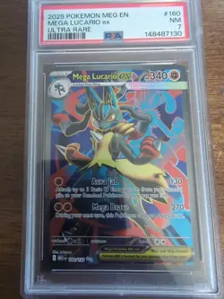 Pokemon TCG Mega Lucario EX 160/132 Ultra Rare Holo Card Mega Evolutions PSA 7 - Image 1