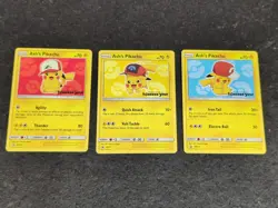 Ash's Pikachu SM113 SM111 SM109 Black Star Promo Pokemon TCG Cards LP - Image 1