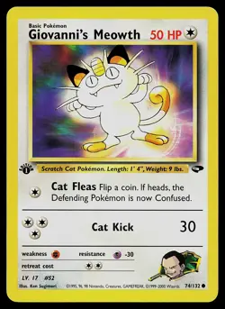 Pokemon Card - Giovanni's Meowth Gym Challenge 74/132 Common 1st Edition - Image 1