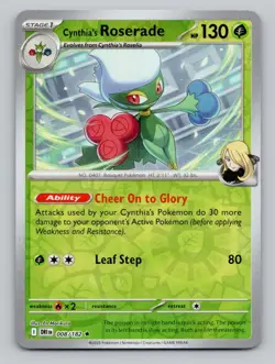 Reverse Holo Cynthia's Roserade 008/182 Rare Destined Rivals Pokemon - Image 1