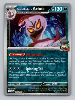Reverse Holo Team Rocket's Arbok 113/182 Uncommon Destined Rivals Pokemon - Image 1